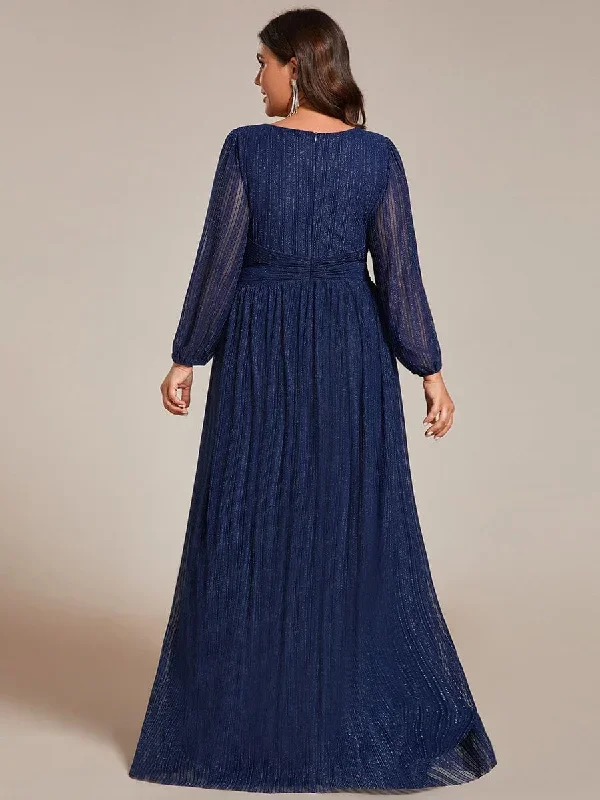 glittery-empire-waist-long-lantern-sleeves-a-line-evening-dress-ee01961