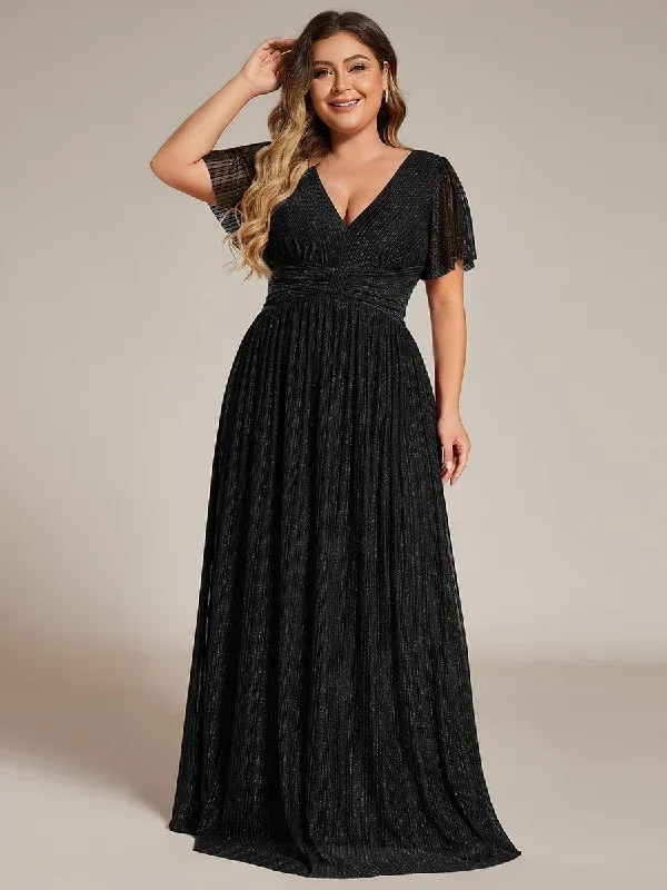 glittery-empire-waist-long-lantern-sleeves-a-line-evening-dress-ee01961