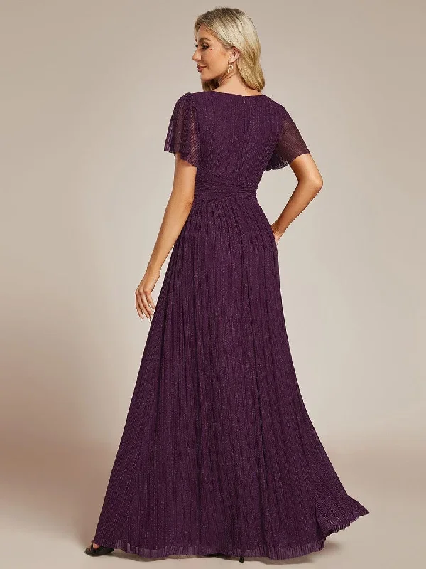 glittery-empire-waist-long-lantern-sleeves-a-line-evening-dress-ee01961