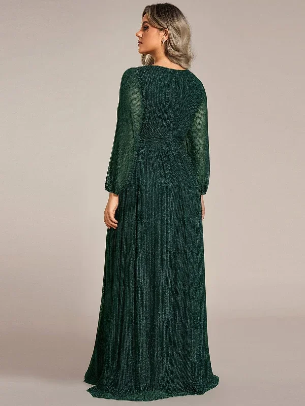 glittery-empire-waist-long-lantern-sleeves-a-line-evening-dress-ee01961