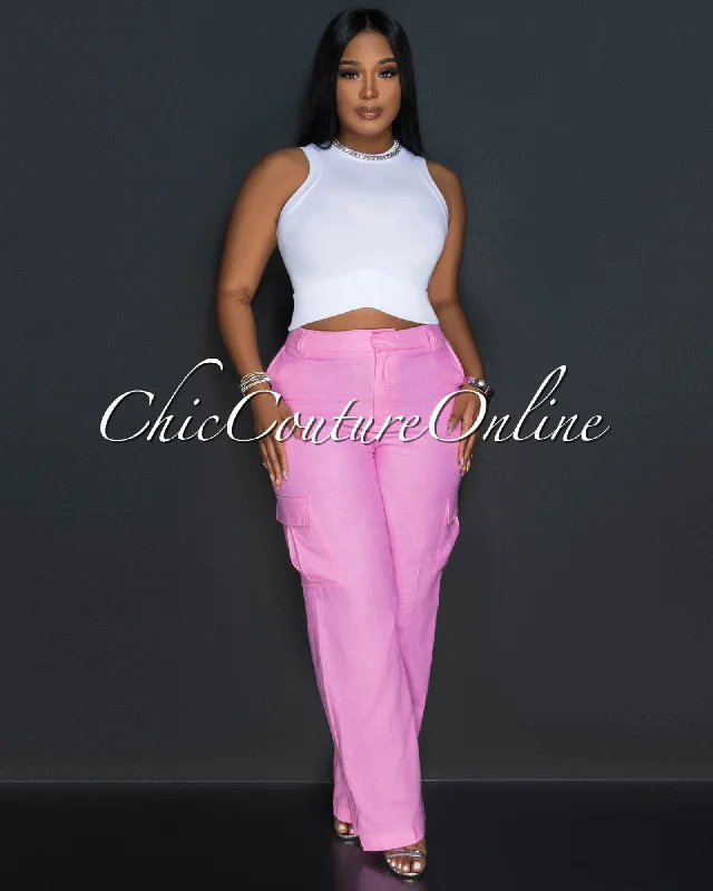 kerly-bubblegum-pink-cargo-linen-pants