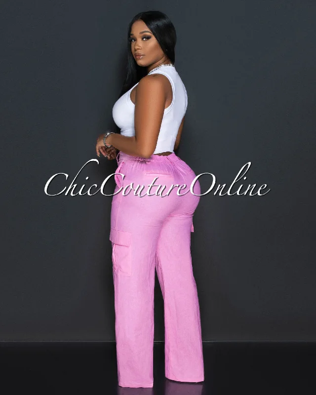 kerly-bubblegum-pink-cargo-linen-pants