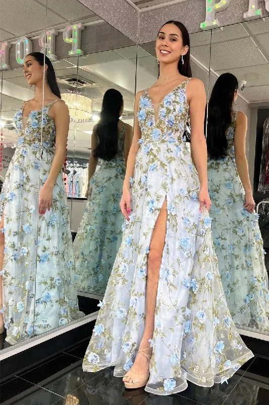 light-blue-organza-plunge-v-a-line-long-prom-dress-with-3d-floral-lace