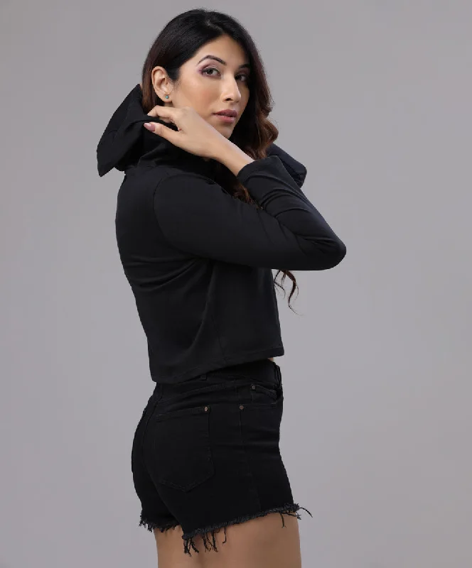 Long Sleeve Black Hoodie Tshirt