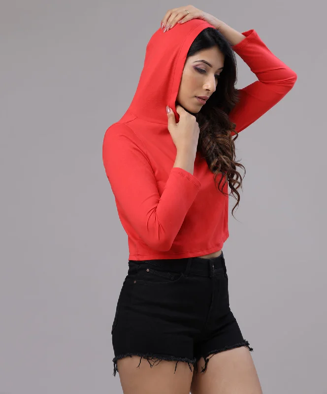 Long Sleeve Red Hoodie Tshirt