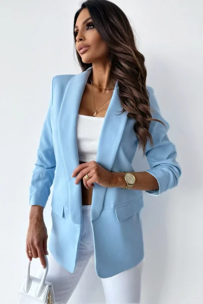 maxine-baby-blue-ruched-sleeve-blazer