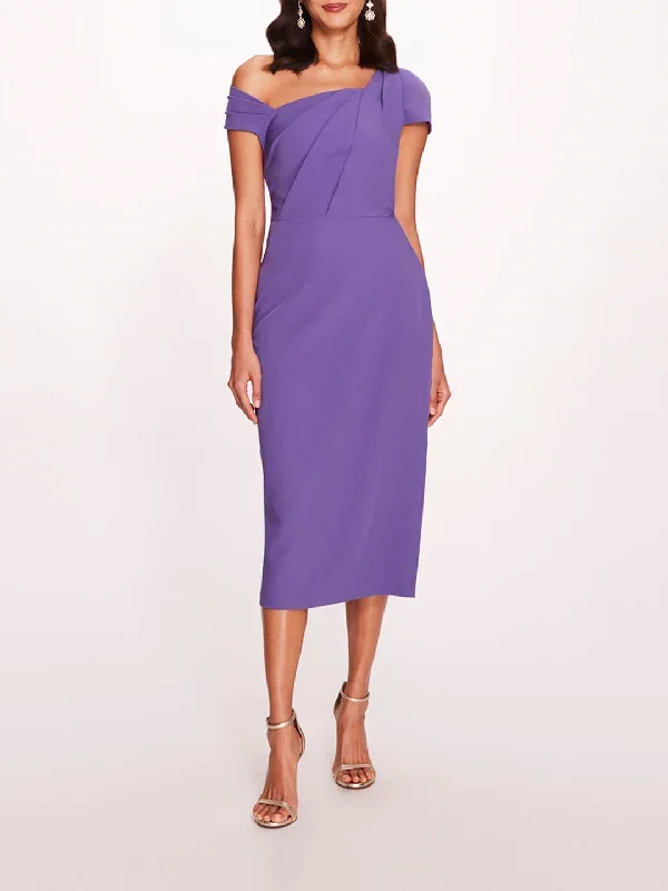 Asymmetrical Crepe Midi Dress