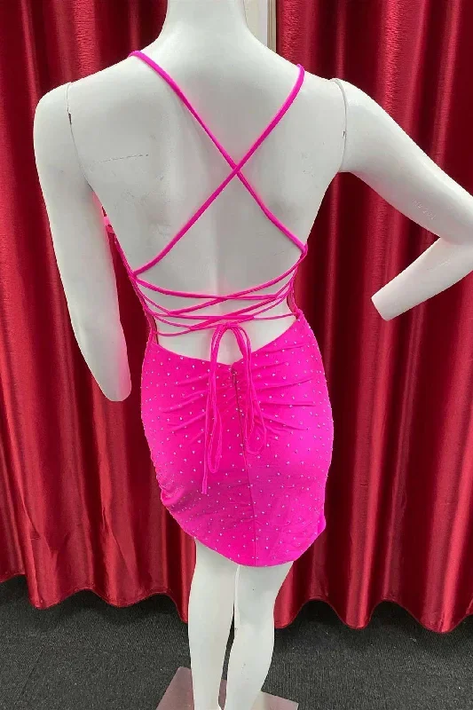 neon-pink-beaded-lace-up-short-party-dress