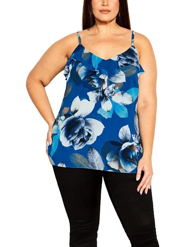 Plus Womens Trendy V Neck Shell