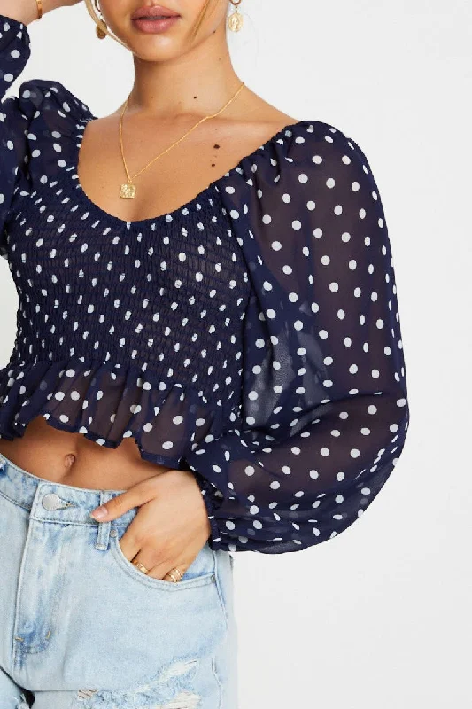 polka-dot-crop-top-long-sleeve-wc8914c-f