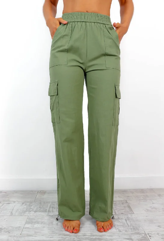 Precious Cargo - Khaki Wide Leg Cargo Style Trousers