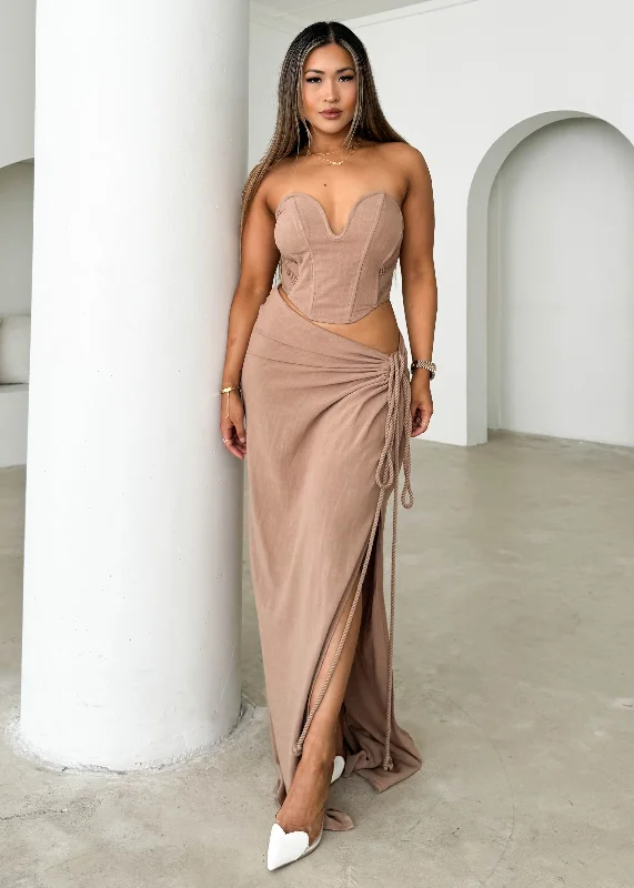 Riah Strapless Crop - Mocha