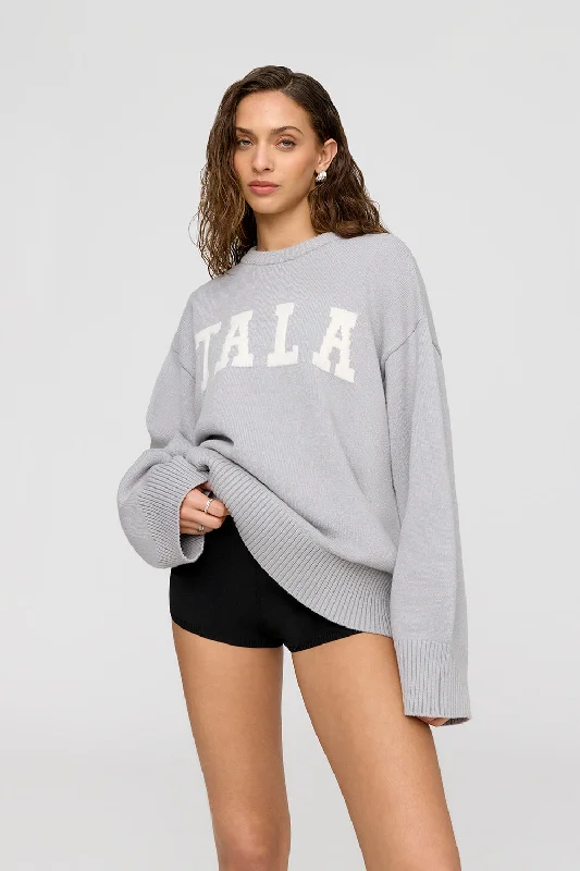 TALA LOGO KNIT SWEATER - GREY AND MILK