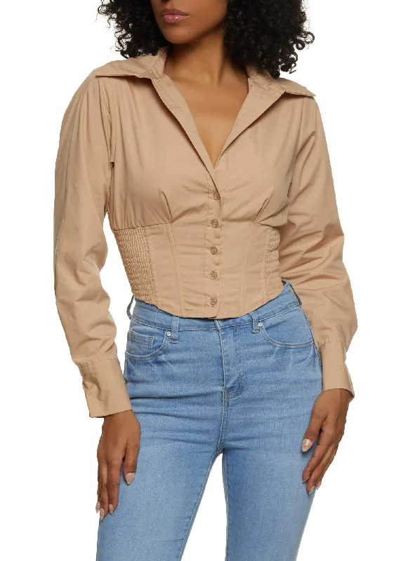 Corset Cropped Button Front Shirt