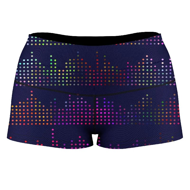 Techno Equalizer Bars High-Waisted Women's Shorts