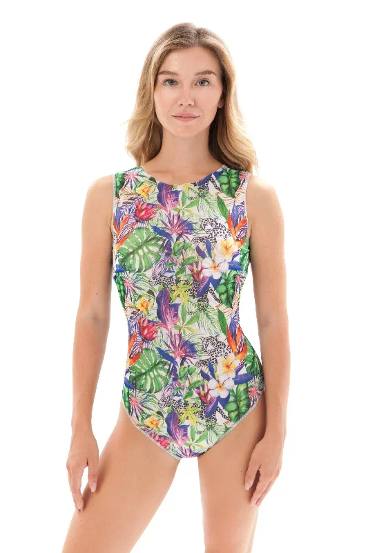 TROPICAL VIBES SLEEVELESS SWIMSUIT