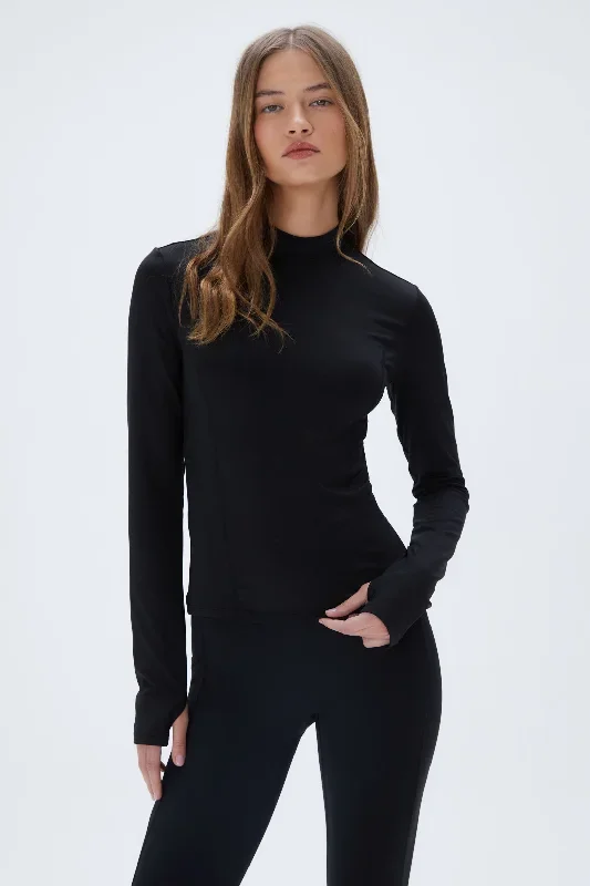 UltraForm Mock Neck Long Sleeve Top - Black