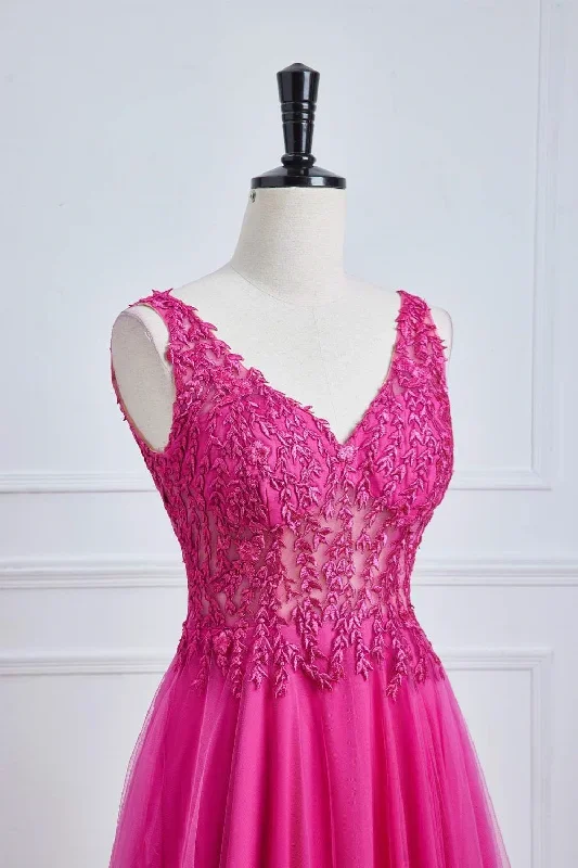 v-neck-hot-pink-lace-appliques-a-line-formal-dress