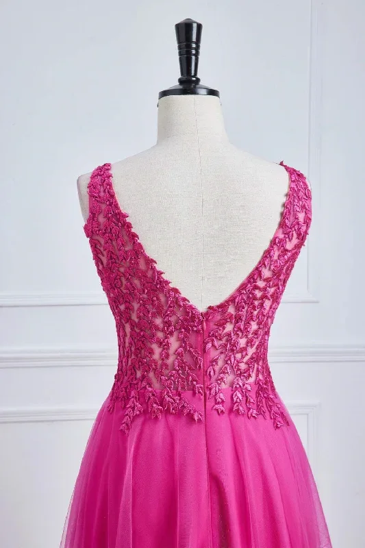 v-neck-hot-pink-lace-appliques-a-line-formal-dress