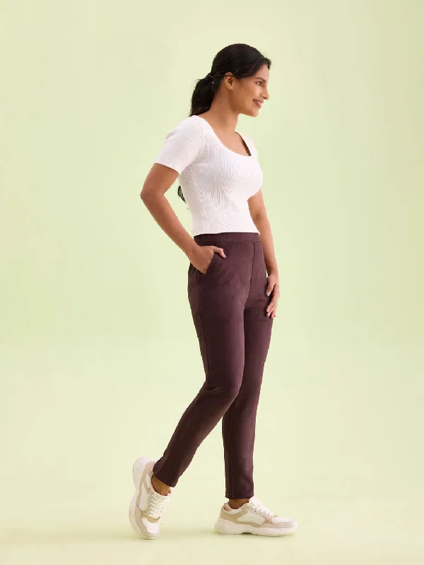 women-solid-dark-wine-mid-rise-suede-treggings