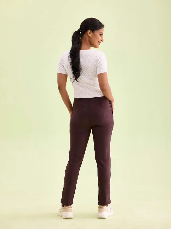 women-solid-dark-wine-mid-rise-suede-treggings