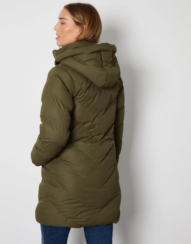 womens-khaki-green-padded-mid-length-hooded-ladies-puffer-jacket-tbld07908