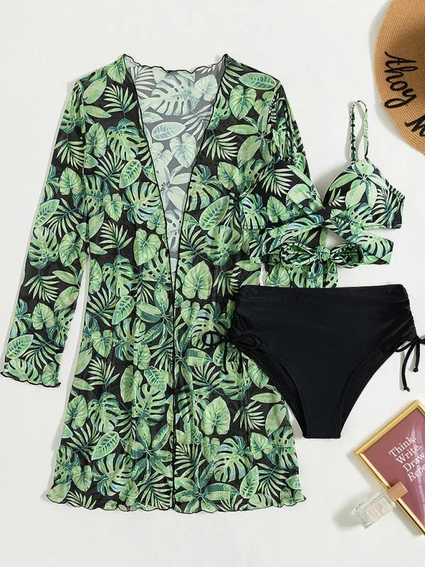 womens-stylish-tropical-print-three-piece-bikini-set