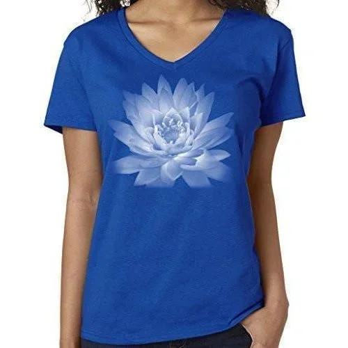 Ladies Yoga Vee Neck Tee - Lotus Flower